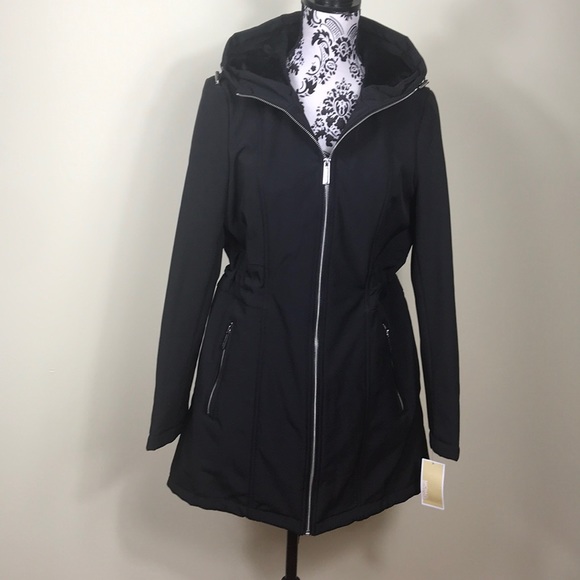 Michael Kors Hooded Soft Coat 🧥 Black W AUTHENTIC - Picture 4 of 8